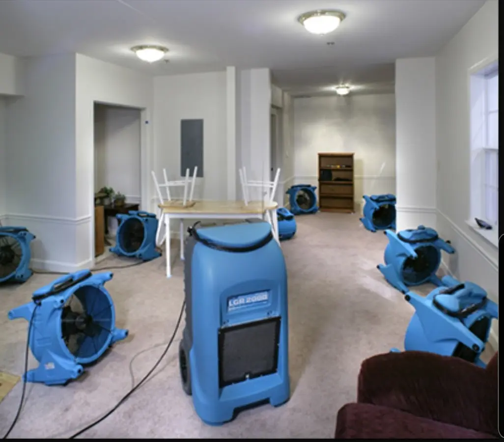 Air movers and dehumidifier setup for Water Extraction & Removal in Stone Ridge
